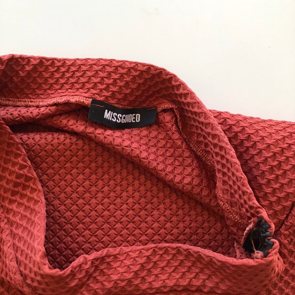 Missguided Textured Wrap Front Midi Skirt Rust - Picture 6 of 9